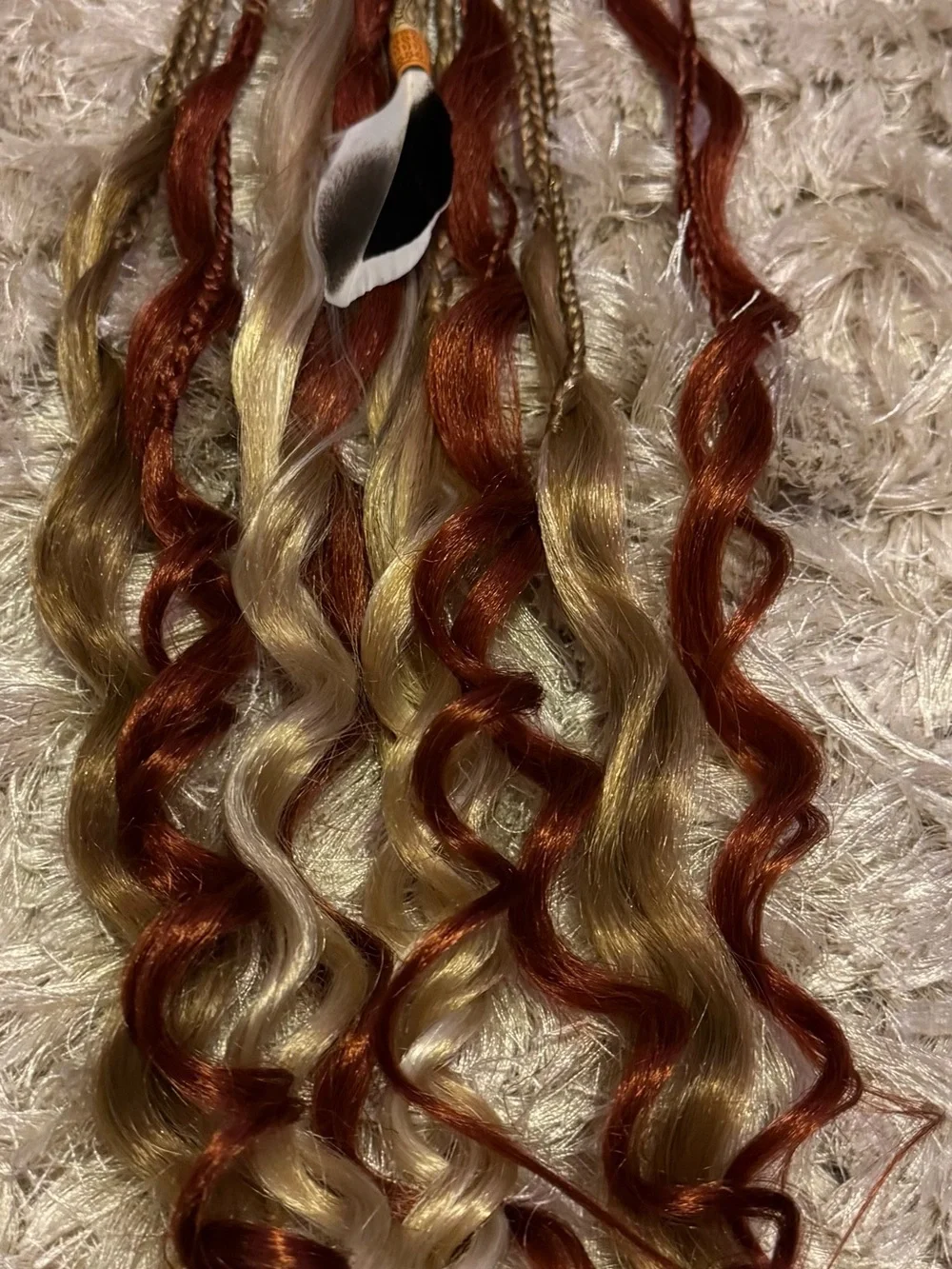 Copper Red & Blonde Braided Curly Hair Extensions - Fashion Accent